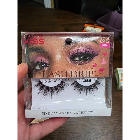 Kiss Lash Drip "Drenched" False Eyelashes Pack Spiky Boosted Volume 3D Drama Wet - Picture 2 of 16